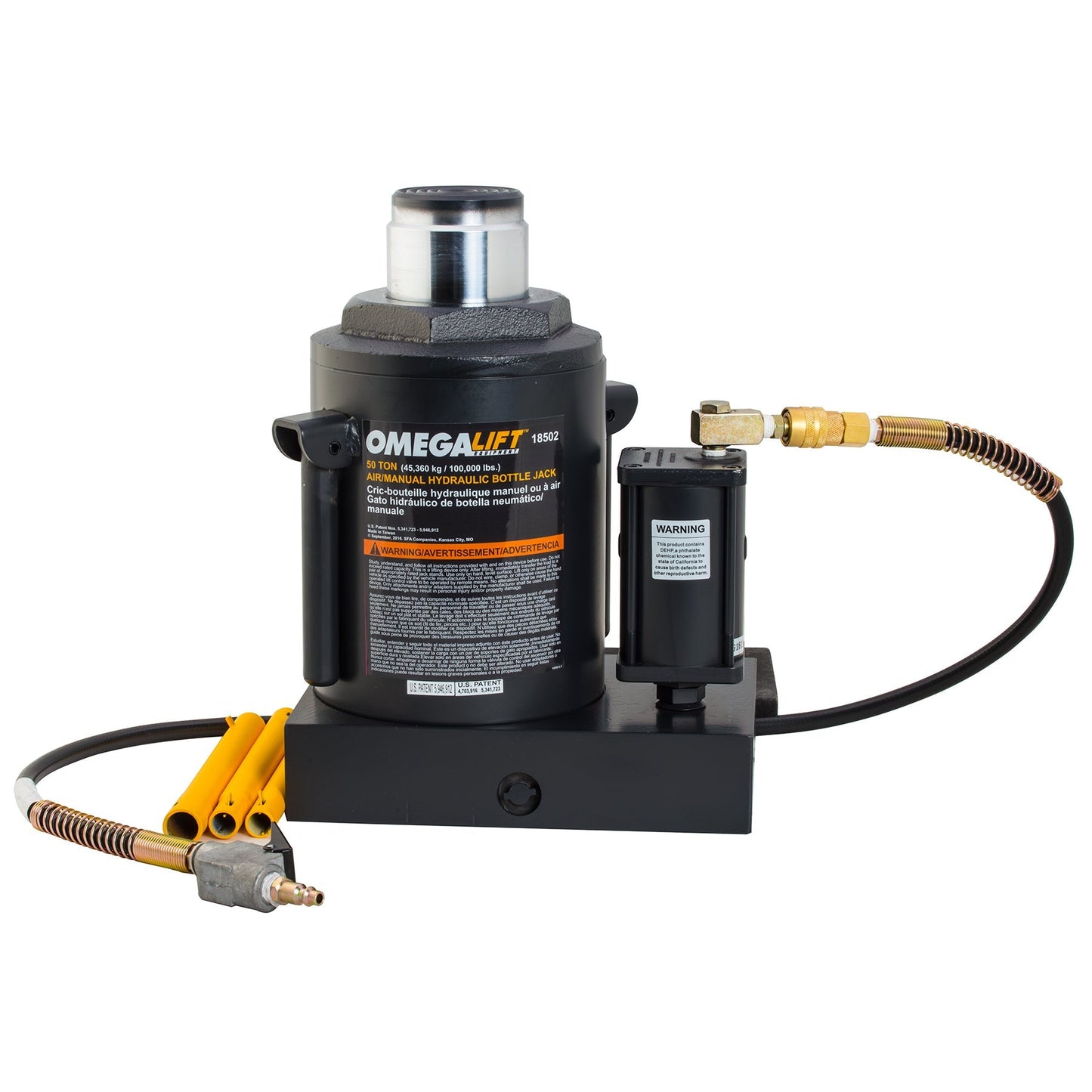 Omega 18502 50 ton hydraulic air actuated bottle jack
