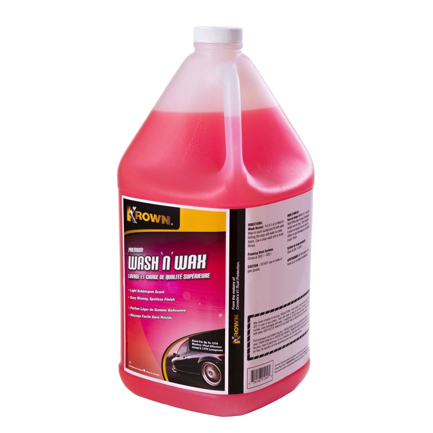 KROWN Wash N Wax Rich Foaming Vehicle Wash 4 Litre jug