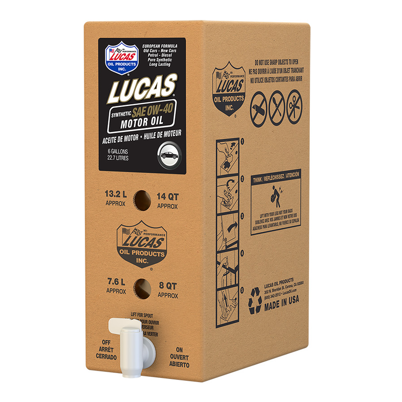 Lucas Oil 18022 Synthetic SAE 0W-40 European Motor Oil 22.7L 6 Gallon BIB