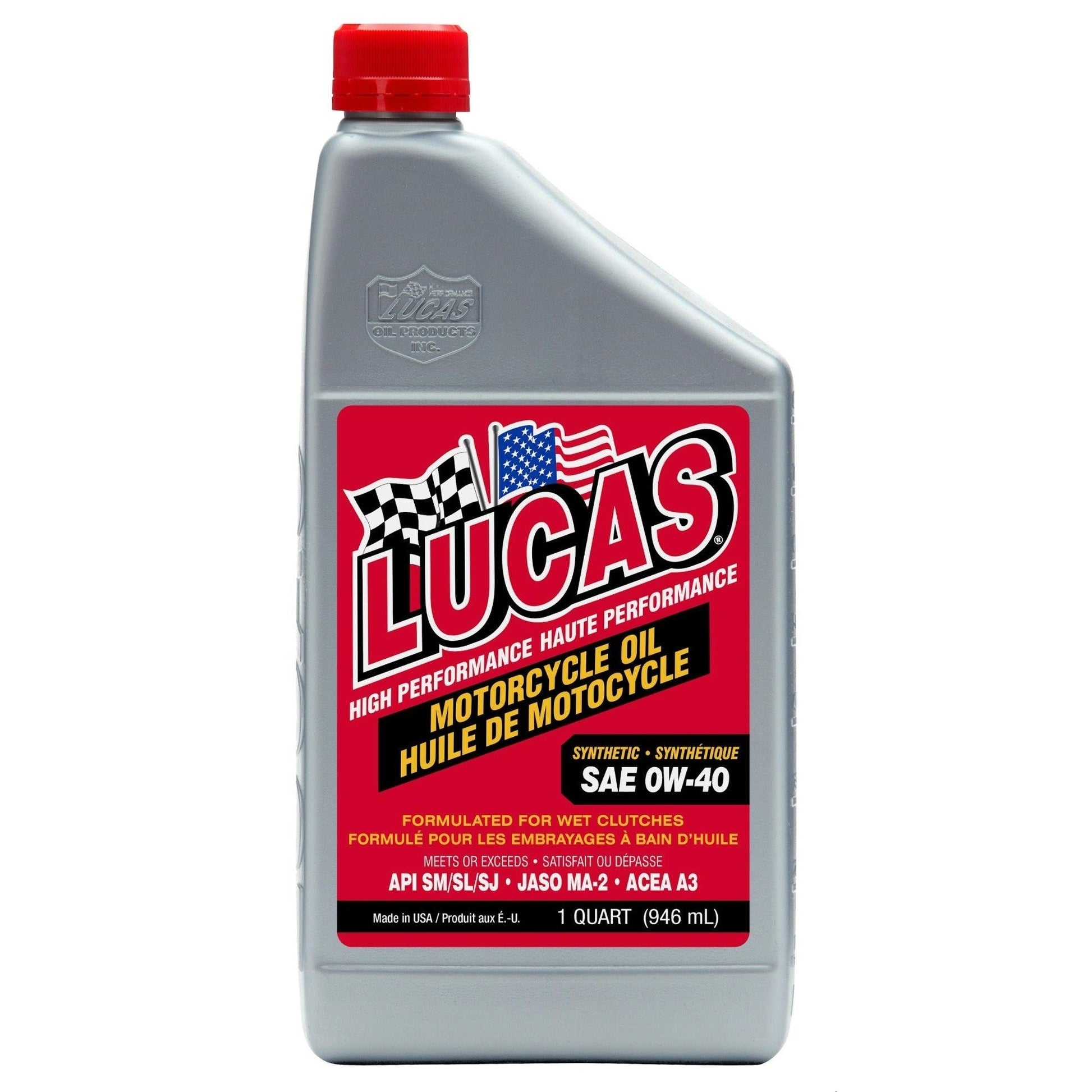 Lucas Oil 20718 Synthetic SAE 0W-40 Motorcycle Oil 1 Quart 946 ml bottle