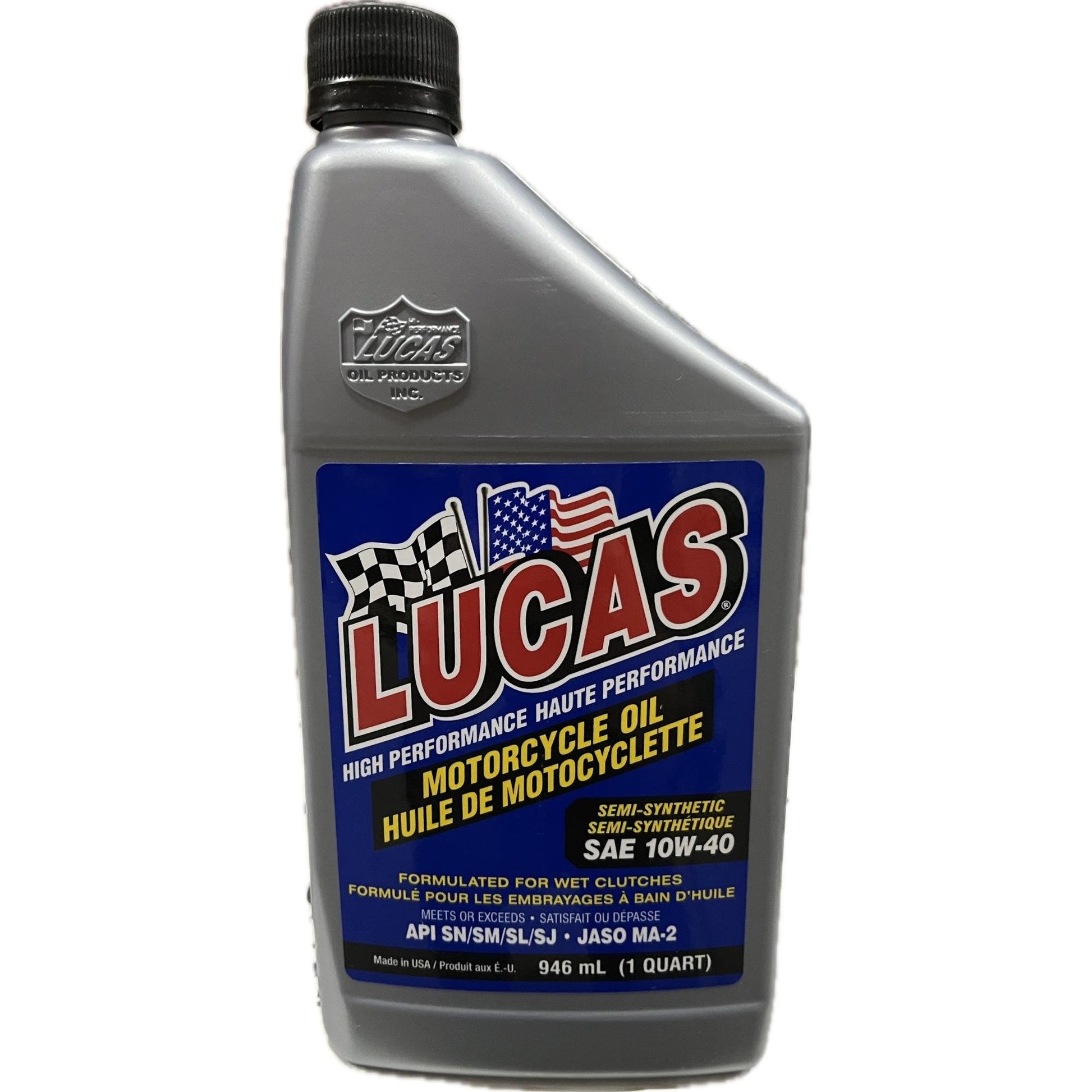 Lucas Oil 20710 Synthetic SAE 10W-40 Motorcycle Oil 1 Quart 946 ml bottle