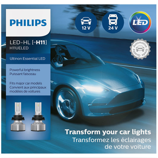 Philips H11 Ultinon Essential LED Headlight Bulbs 2-Pack 6500K stylish white light