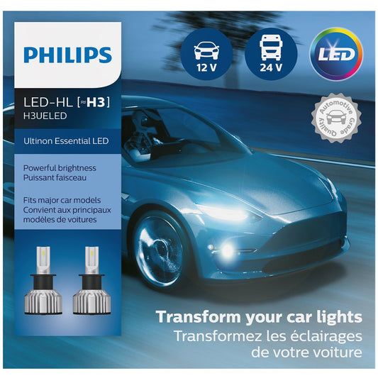 Philips H3 Ultinon Essential LED Headlight Bulbs 2-Pack 6500K stylish white light