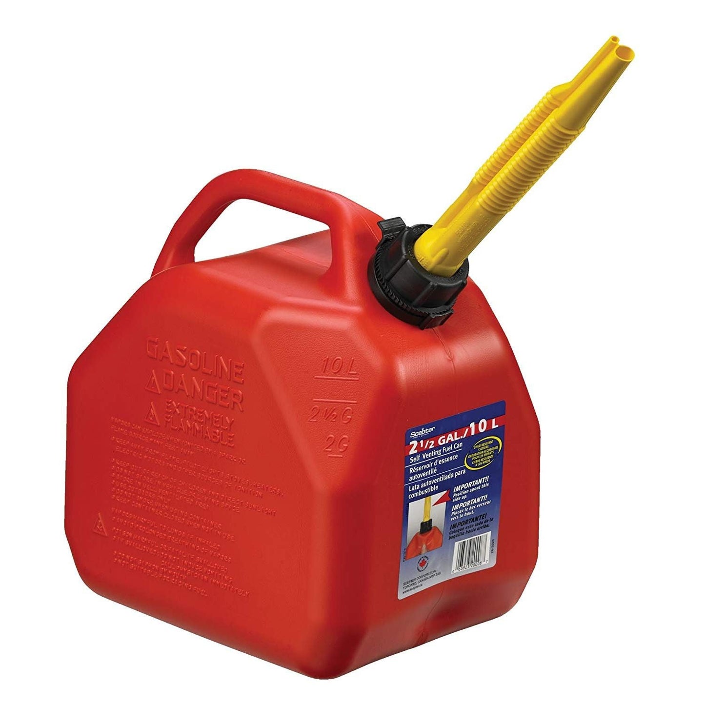 Scepter 10L Red Jerry Can durable HDPE fuel container