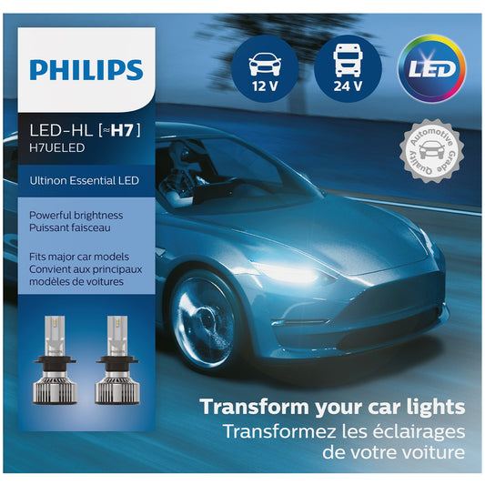Philips Ultinon Essential H7 LED Headlight Bulbs 2-Pack 6500K bright white